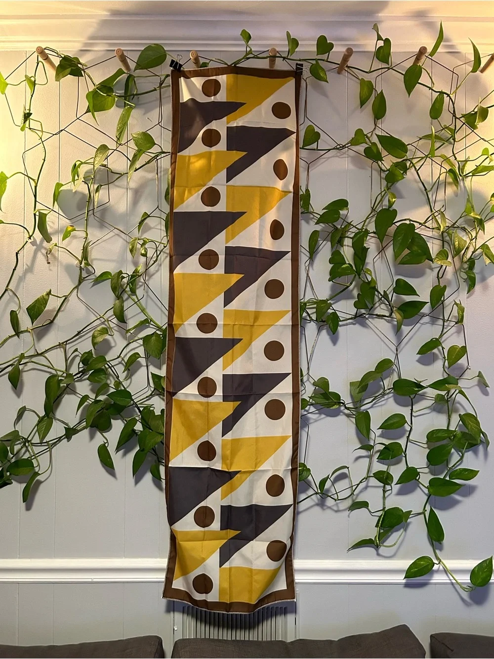 New Tapestry banner wall home decor geometric shapes yellow brown gift her dorm